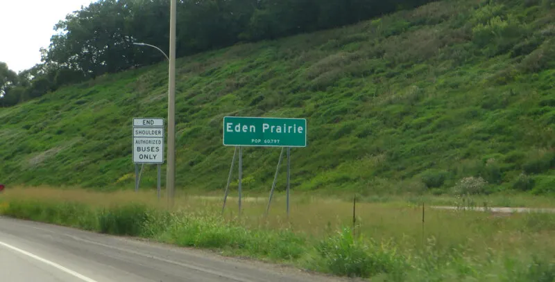 Sign board showing Eden Prairie