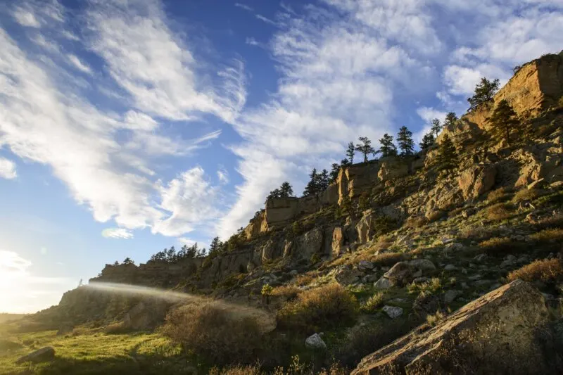 Evening sunset highlights on The Rimrocks