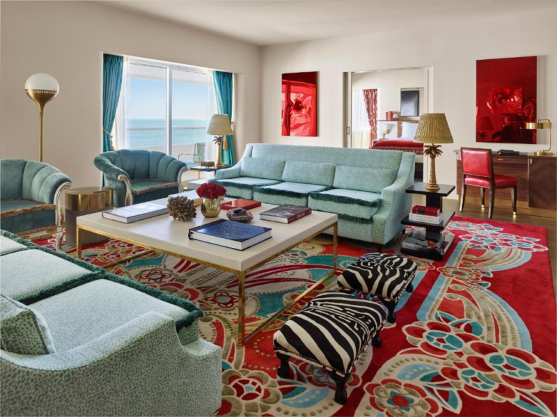 Vibrant Living Room In The King Suite of the Faena Hotel