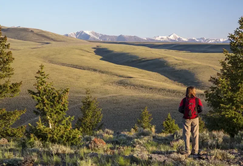 A Woman Hiking the Trail of Nez Perce National Historical Park