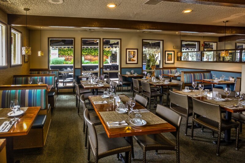 Tables inside Harbor Grill Dana Point