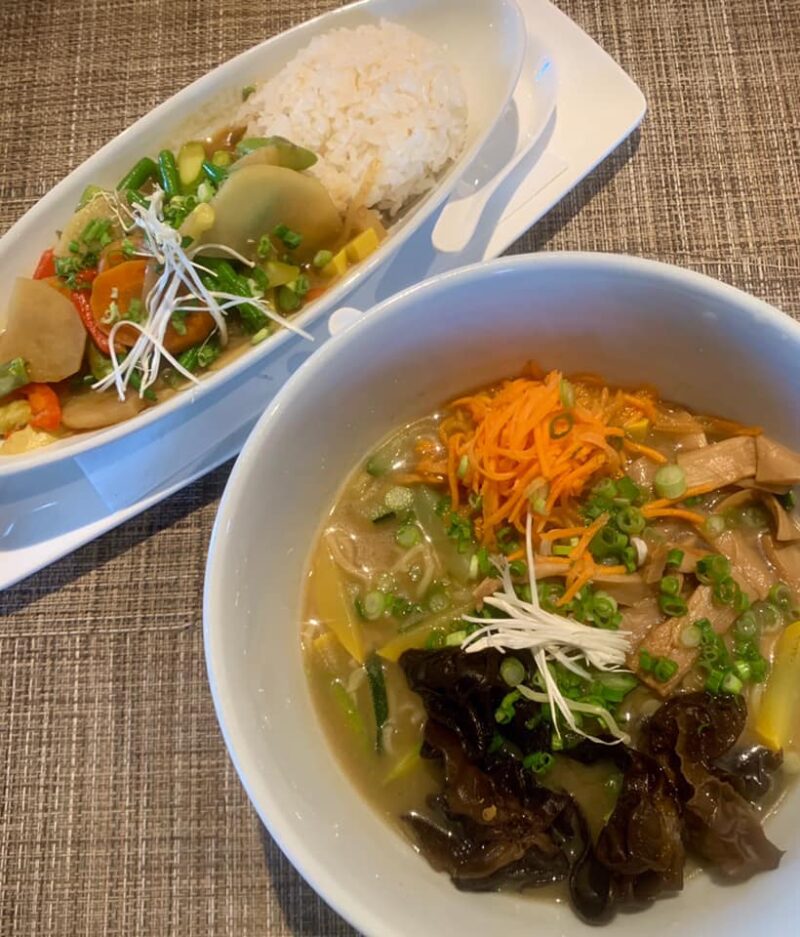 Delicious Vegatable Curry And  Vegetable Ramen At Taka Asbury Park